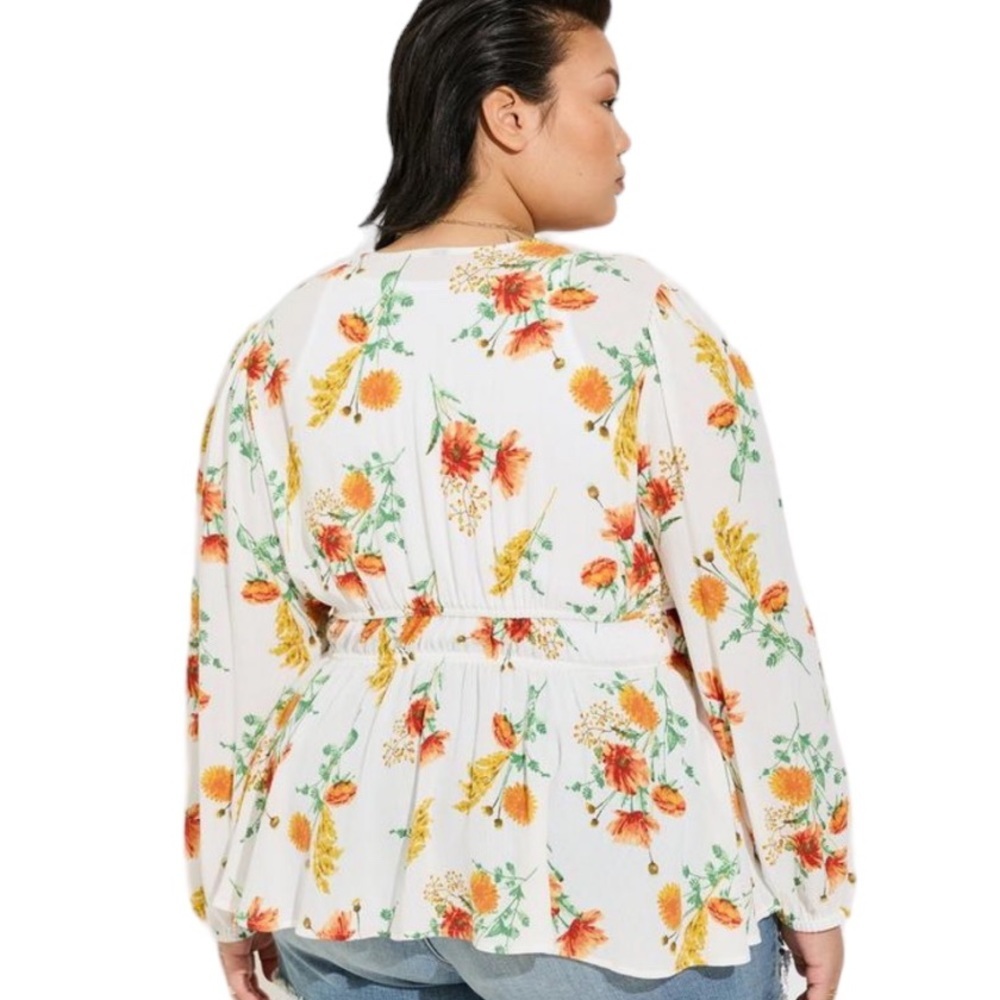 Size 3: Torrid Torrid Floral Washable Gauze Tie Front Kimono - Picture 3 of 7
